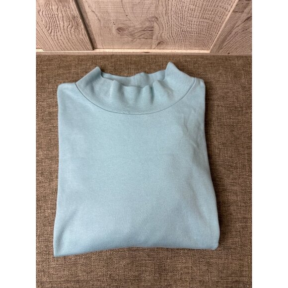 Baxter & Wells Petite Light Teal Blue Mock Neck Long Sleeve Top Large PL - Picture 3 of 6